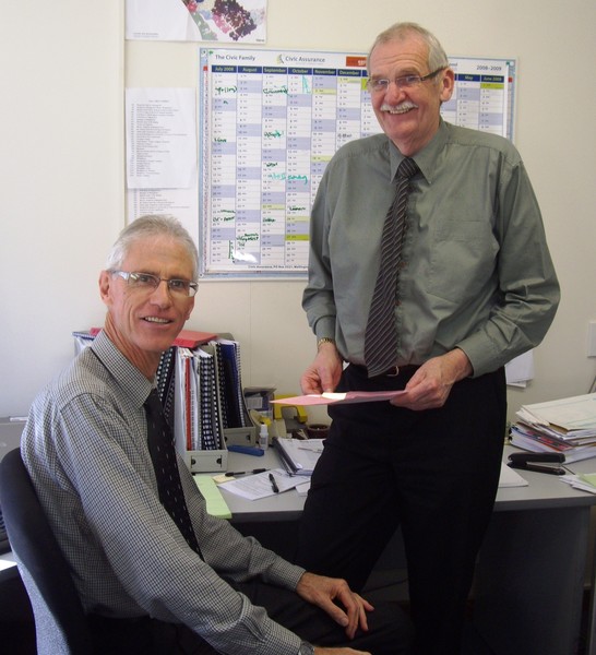 New Finance Manager Mike Fleming (left) with Bruce Holden whose experience will continue to be available to Council through a part time role